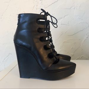 BCBGeneration Alfredo Platform Wedge Laceup Bootie